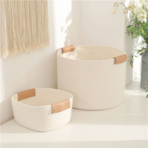 Cotton rope woven desktop storage basket