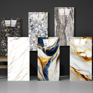 Marble-patterned wall panels and modern self-adhesive wallpaper