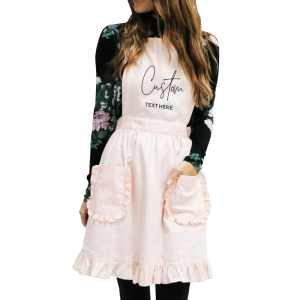 Custom Pink Ruffle Women Apron Wholesale Gift Wedding