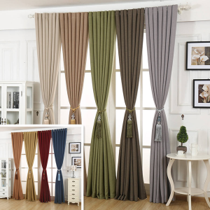 Modern Solid Color Blackout Polyester Curtains for Home Hotel