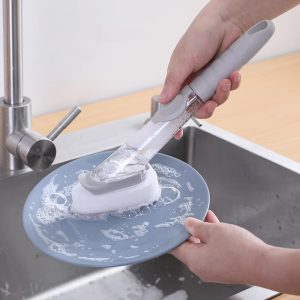 Long Handle Kitchen Cleaning Brush 3-in-1 Dish Washing Tool