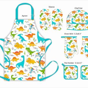 Kids Kitchen Apron Hat Waterproof Comfort Fit Kitchen Pocket Set
