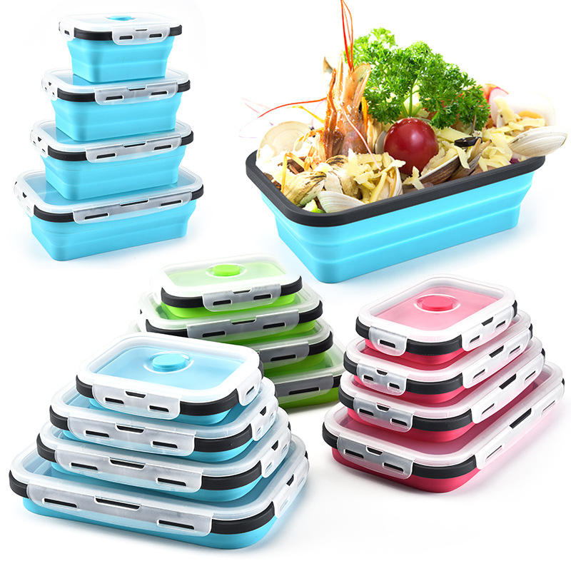 Collapsible Silicone Bento Lunch Box with Matching Display Stand - Image 4