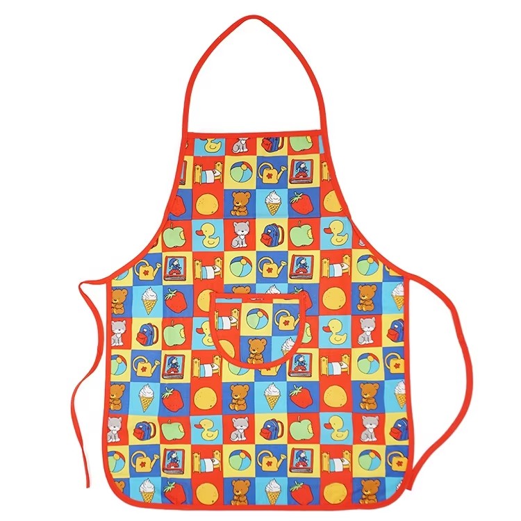 Cute Cartoon Pattern Kids Kitchen Apron & Mitt Set - Image 3