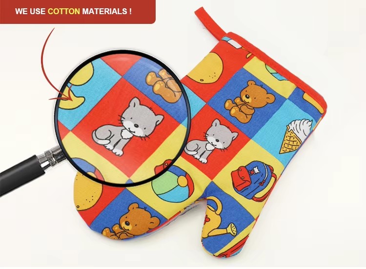 Cute Cartoon Pattern Kids Kitchen Apron & Mitt Set - Image 2
