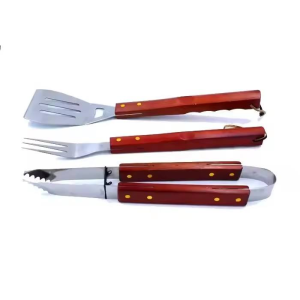 耐久性のあるバーベキューグリルツール、耐久性のある金属、プレミアム木製ハンドル付き