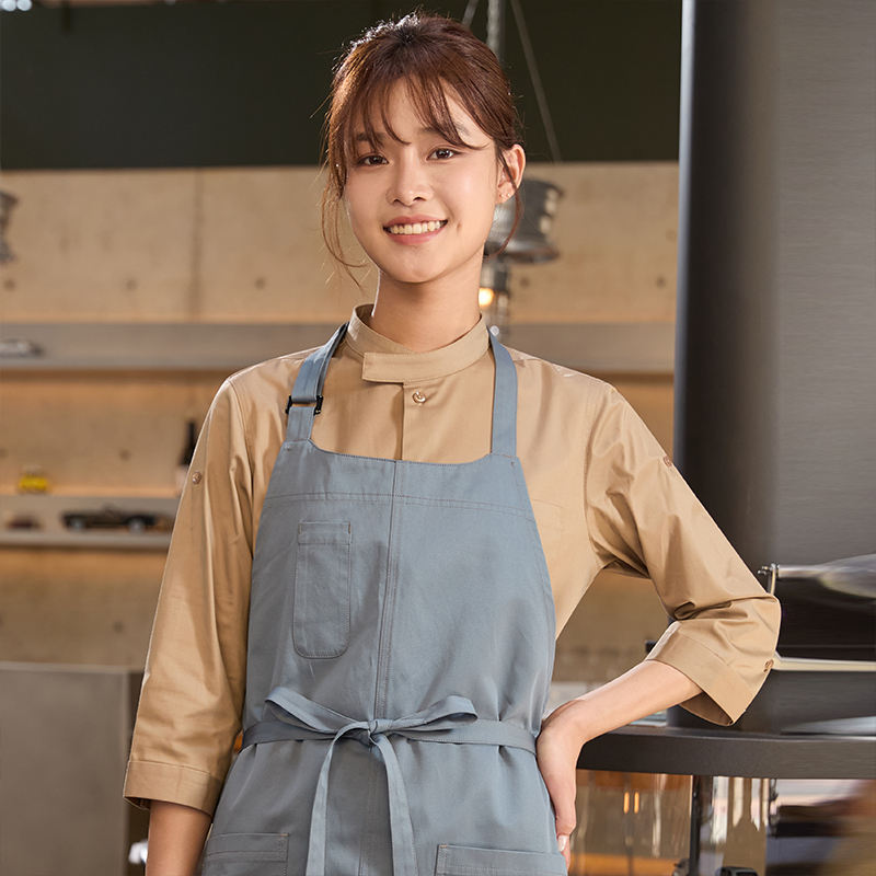 Cotton Blend Canvas Kitchen Apron Sleeves Chef Apron for Men - Image 2