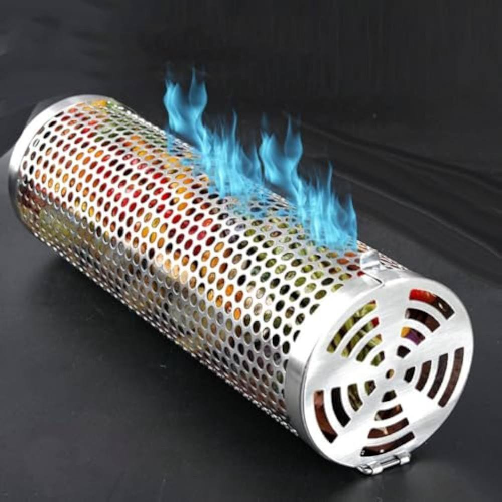 Stainless Steel Rolling Grilling Baskets BBQ Net Tube for Meat - 画像 3