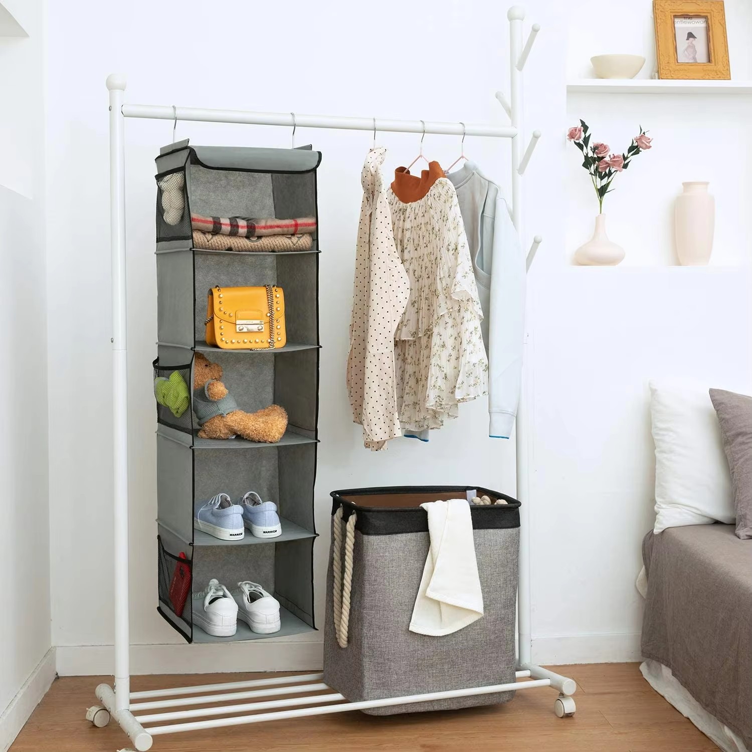 Foldable Hanging Closet Organizer, Non-Woven Wall Storage Bag - Image 4