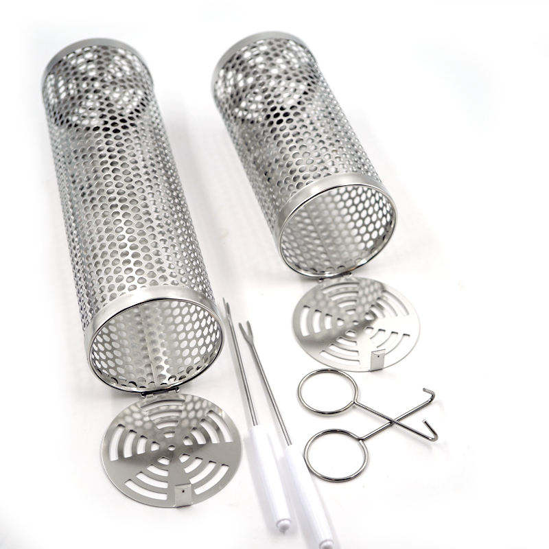 Stainless Steel Rolling Grilling Baskets BBQ Net Tube for Meat - 画像 4