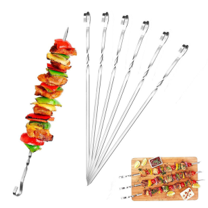 Stainless Steel BBQ Skewers for Camping & Picnic Grilling