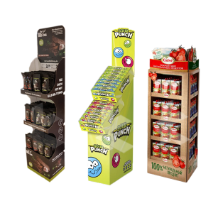 Supermarket Foldable Cardboard Floor Advertising Display Rack