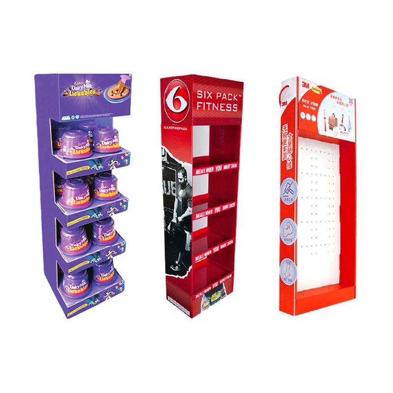 Supermarket Foldable Cardboard Floor Advertising Display Rack - Image 3